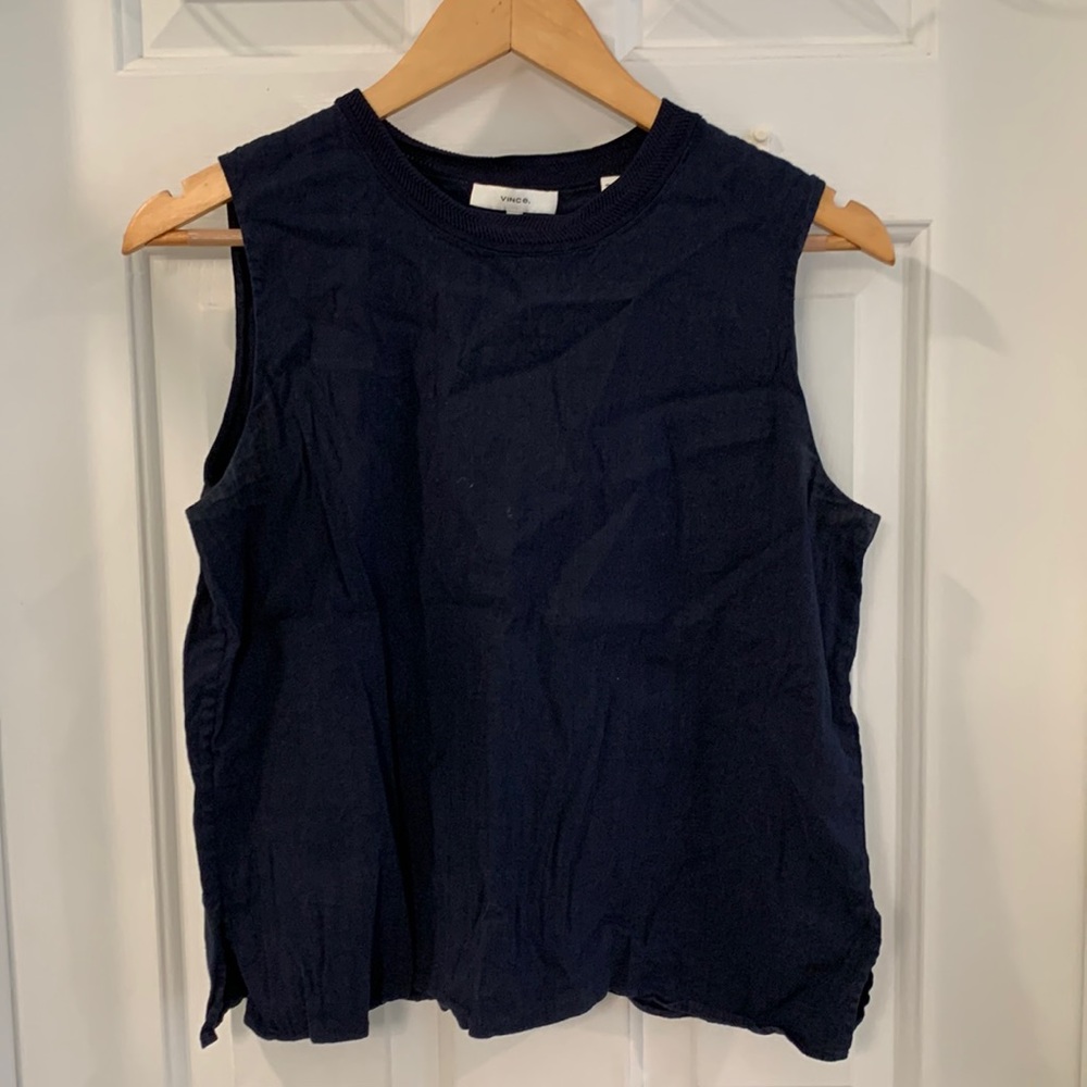 Navy Vince sleeveless blouse